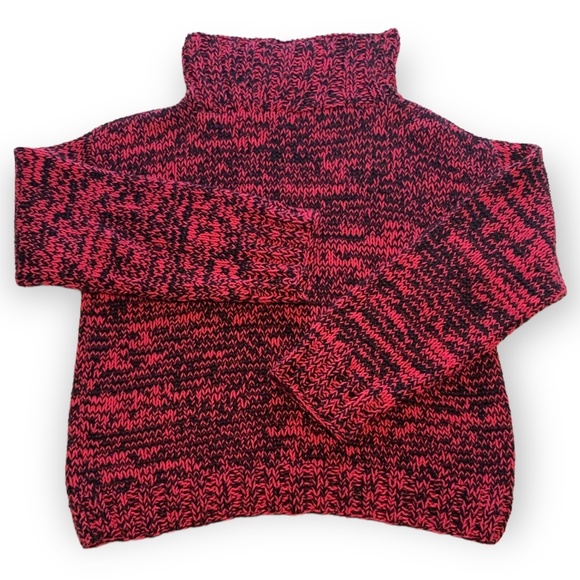 Aran Sweaters - Aran Pure Handknit Turtleneck Cotton Sweater Oversized Pullover Small S